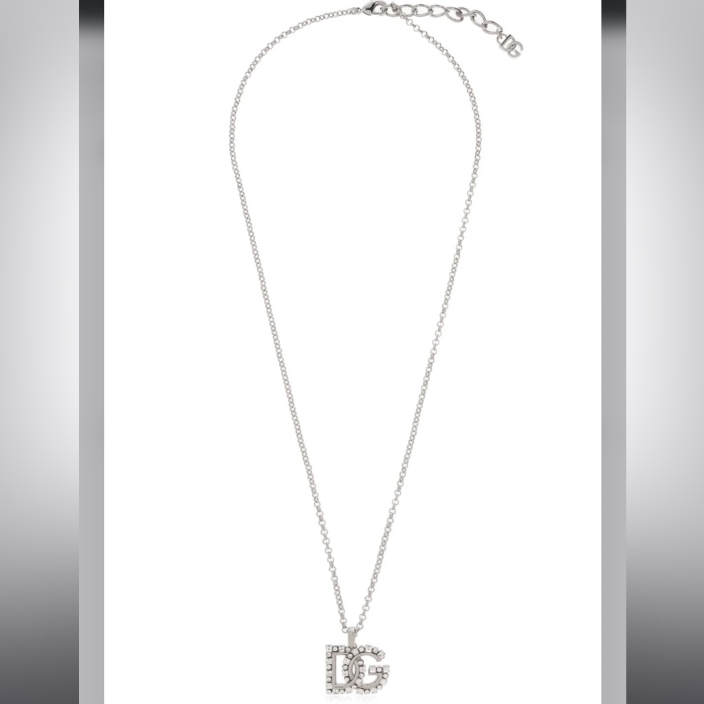 Dolce Gabbana Silver Dg Logo Embellished Necklace 700$